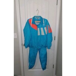Vtg Blair Boutique Track Suit Large Neon Blue Jacket Jogger Windbreaker hip hop